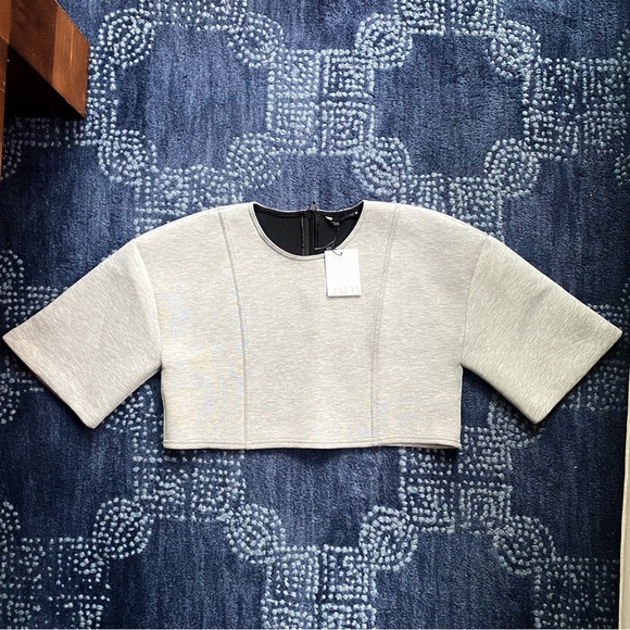 🐚 ZARA GREY SHORT SLEEVE PLUSH LOOSE FIT CROPPED WORKOUT TOP! - Picture 5 of 16